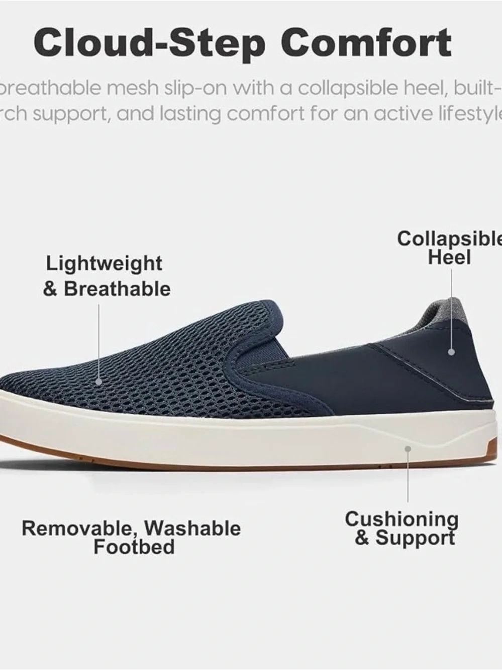 Men’s Slip-On Mesh Loafers in Navy